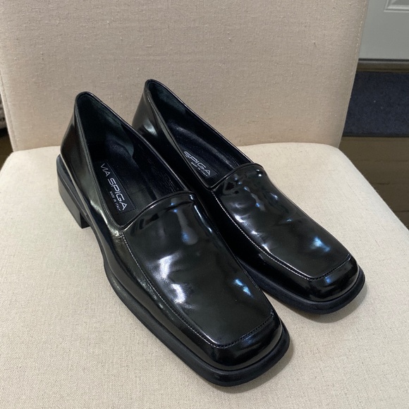 Via Spiga Shoes - VIA SPIGA made in ITALY leather black square toe dress shoes size 9 womens